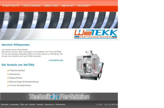 Vorher Ansicht der Website